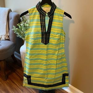 STS Sail To Sable Blue & Yellow Shift Dress Size XS EUC!